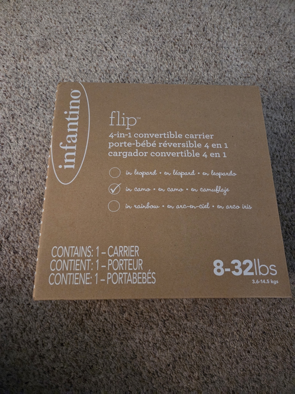 Infantino Flip 4-in-1 Convertible Carrier Box in Brown
